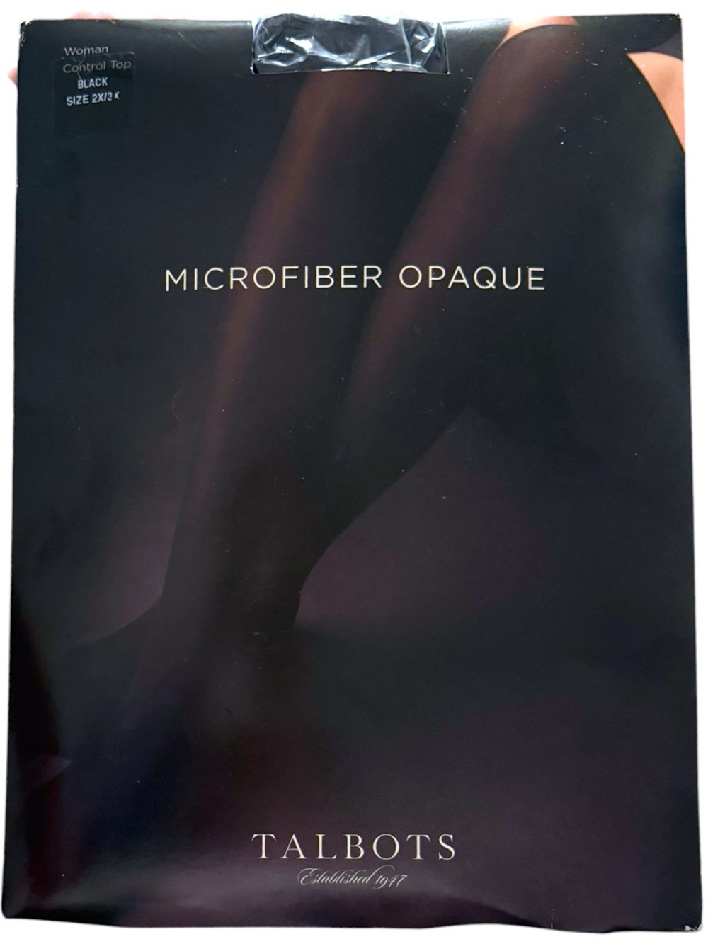 Talbots Microfiber Opaque Control Top Tights Pantyhose Black 2X/3X Plus Size NIP